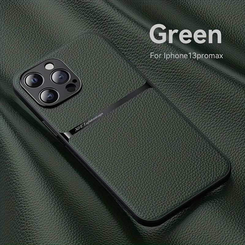 Litchi Pattern PU Leather Phone Case For Iphone15promax With Built-in Magnetic Suction 14 Promax Luxury Style 11 PU Leather 13 Promax Full Package Fall Protection Case