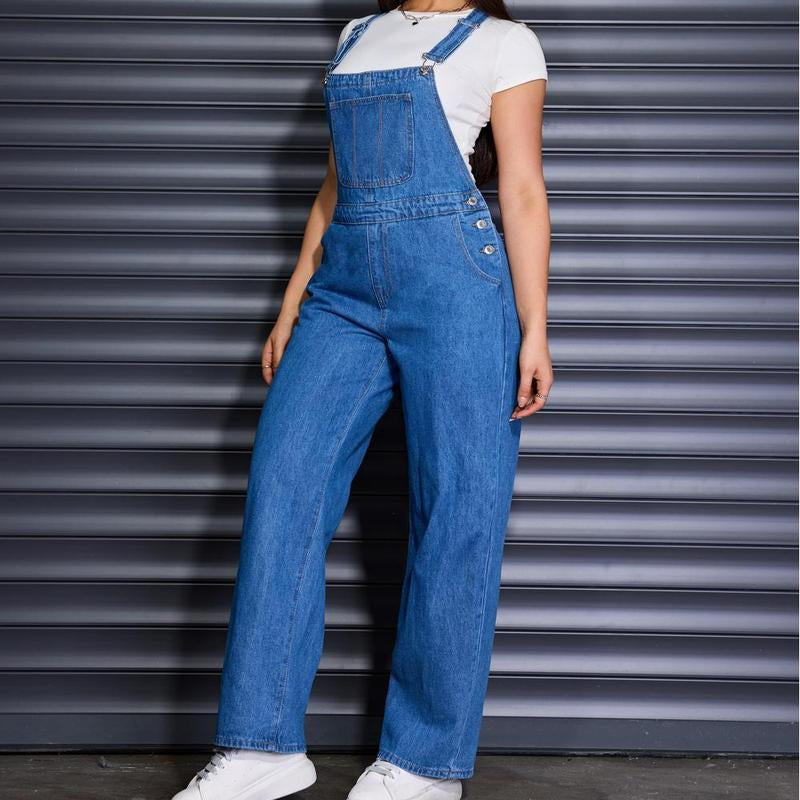 Flvsun- Women'S Denim Overalls, Casual Adjustable Strap Denim Overalls for Daily Wear, Ladies Clothes for All Seasons Overall Romper