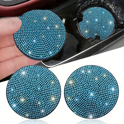 1pc Bling Car Cup Holder Coaster, 2.75 Inch Anti-Slip Shockproof, Full Rhinestone Design, Universal Fit Most Cars