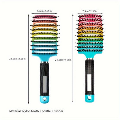 1pc Curved Vented Professional Detangling Hair Brush | Magic Scalp Massage Comb for Women, Ideal for Wet Curly Hair, Styling Tool, ABS Plastic Handle, Nylon Bristles - Perfect Christmas Gift for Friends/Relatives