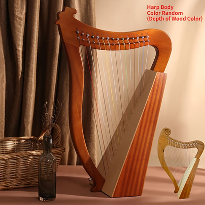 19 String 15 String Lyre Harp Mahogany Solid Wooden High Quality Portable Musical Instrument Stringed Instrument with Tuning Wrench Eid Al-Adha Mubarak