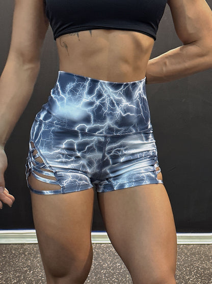 High-Waist Leopard Print Yoga Fitness Dance Shorts for Women | Skinny, Cross-Back Design, Medium Stretch, All-Season Wear