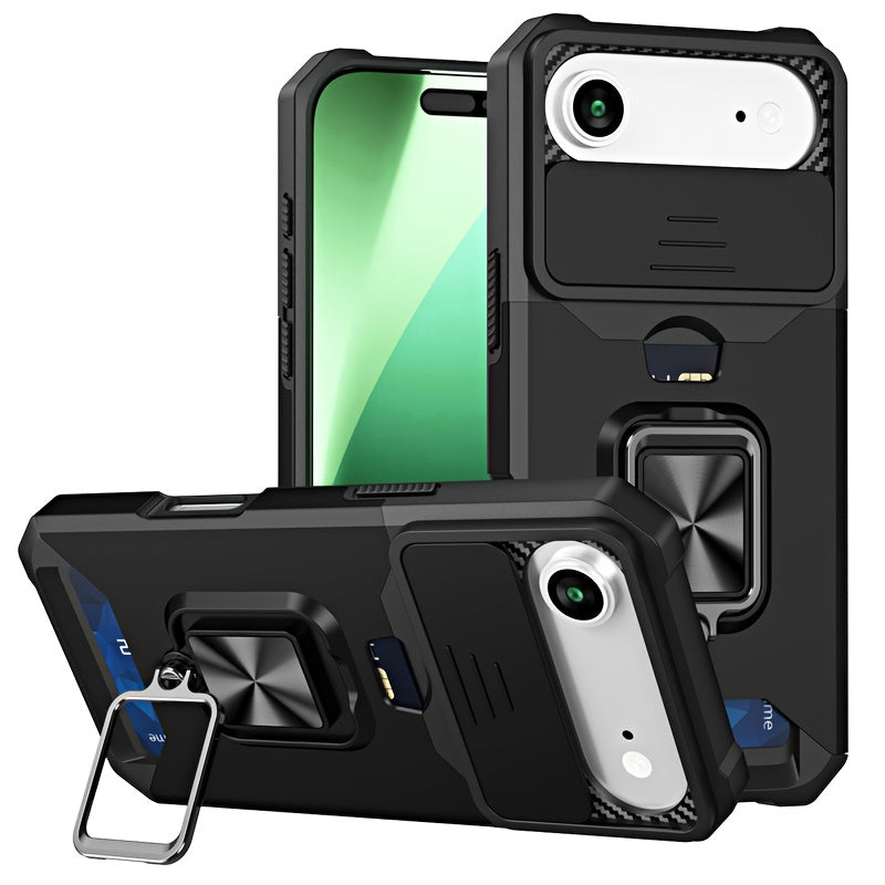 Heavy-Duty Shockproof Phone Case with a Metal Stand And Card Slot, Compatible with for iphone 17 Pro Max, 16 Pro Max, 15 Pro Max, And 14 Pro Max.
