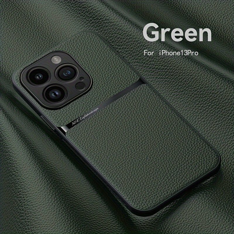 Litchi Pattern PU Leather Phone Case For Iphone15promax With Built-in Magnetic Suction 14 Promax Luxury Style 11 PU Leather 13 Promax Full Package Fall Protection Case