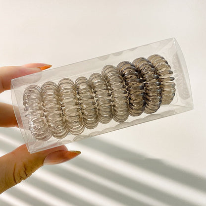 [No Crease Hair Ties] 9 Pcs No Crease Spiral Hair Ties | Coil Hair Ties, Phone Cord Hair Ties, Women Ponytail Holder Elastics