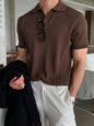 Manfinity Hypemode Men'S Solid Color Rib-Knit Polo Shirt
