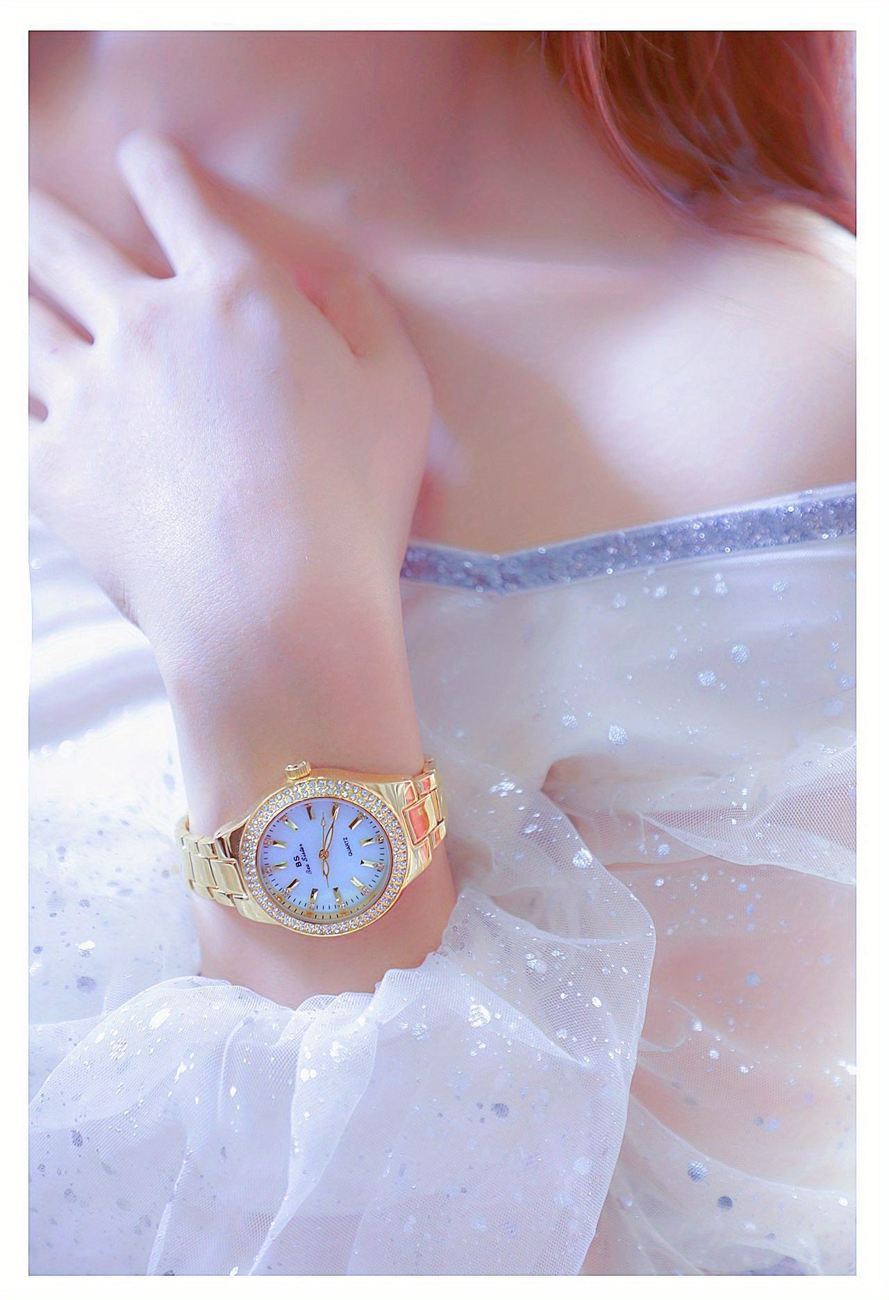 Rhinestone Decor Quartz Watch Casual Analog Party Dress Watch, Gift For Mother's Day Valentine's Day