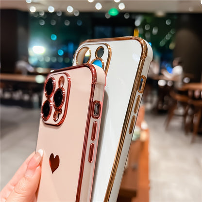 Shimmering Love Electroplated Phone Case - Premium Soft Shell with Four-corner Guard for IPhone 15/14 Pro Max/13/12/11/X/XS/XS Max/14plus/15plus/13mini/12mini