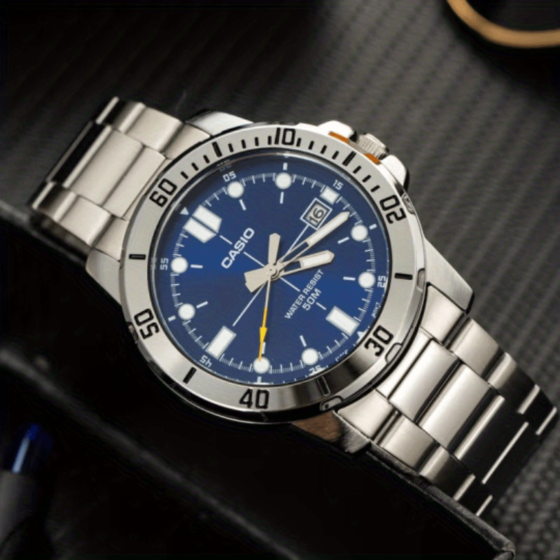 CASIO Authentic Quartz Watch - Original Design with Calendar, 50M Water Resistant, Analog Dial - Stylish Genuine Leather Strap for Men and Women