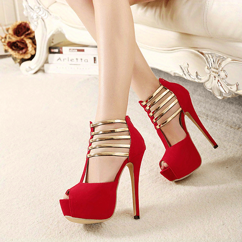 Women's Stiletto High Heels, Ankle T-strap Platform Peep Toe Pumps - Party & Dress Heels - For Women - Perfect for Evening Events & Parties - Ideal Gift for Special Occasions