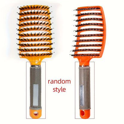 1pc Curved Vented Professional Detangling Hair Brush | Magic Scalp Massage Comb for Women, Ideal for Wet Curly Hair, Styling Tool, ABS Plastic Handle, Nylon Bristles - Perfect Christmas Gift for Friends/Relatives