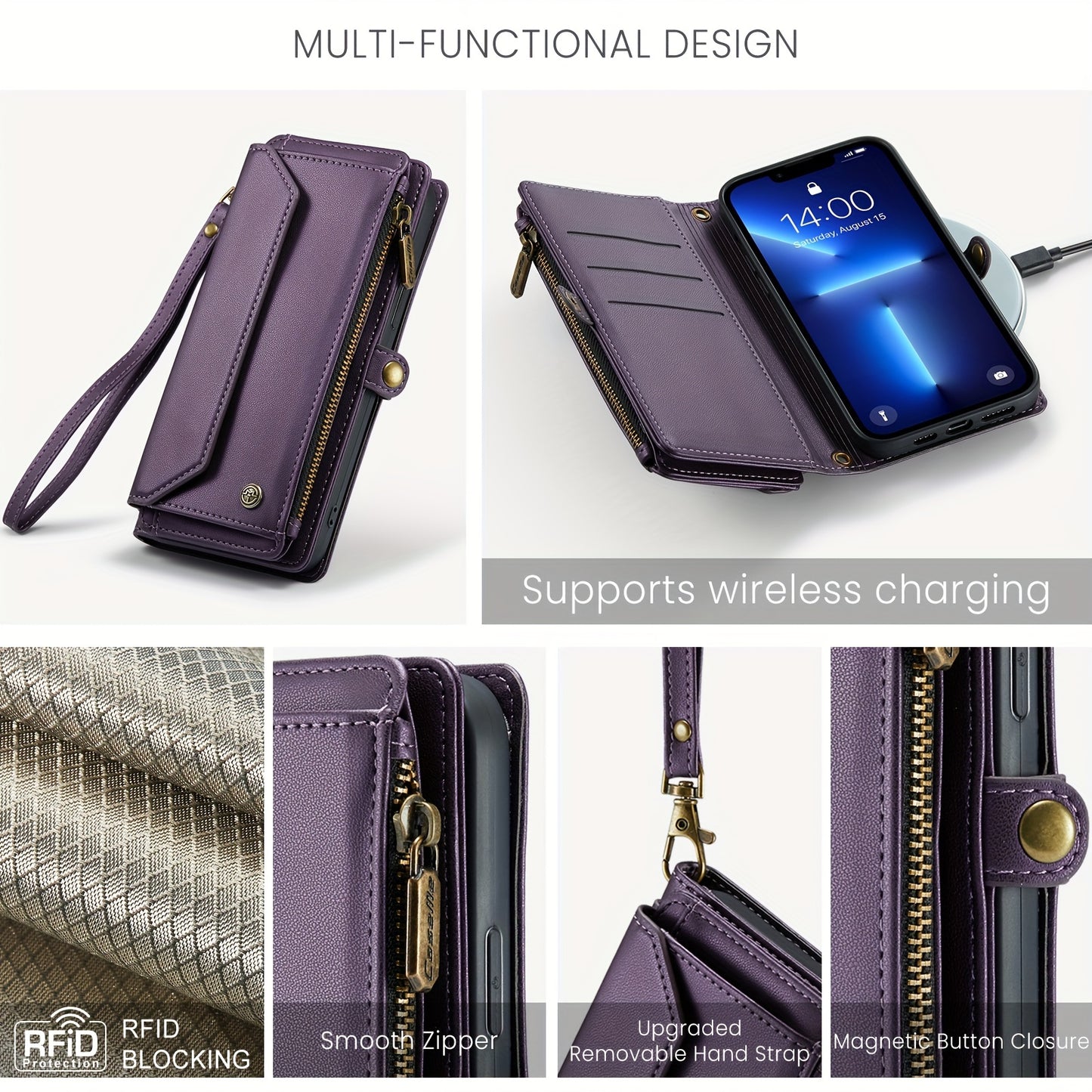 New Wallet Phone Case Wrist Shoulder Strap Lanyard Flip Magnetic Clasp Card Holder Kickstand Women Small Crossbody Handbag For Samsung Galaxy Note10+ 20 S24 S23 S22 S21 S20 S10 Plus Ultra FE Coin Purse A01 A04 A12 A13 A14 A22