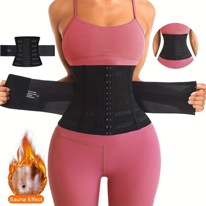 1pc Breathable Polyester Waist Cincher for Women - Medium Control Posture Improvement Shapewear with Adjustable Closure, Knit Fabric Weave, Hand Washable - 1pc