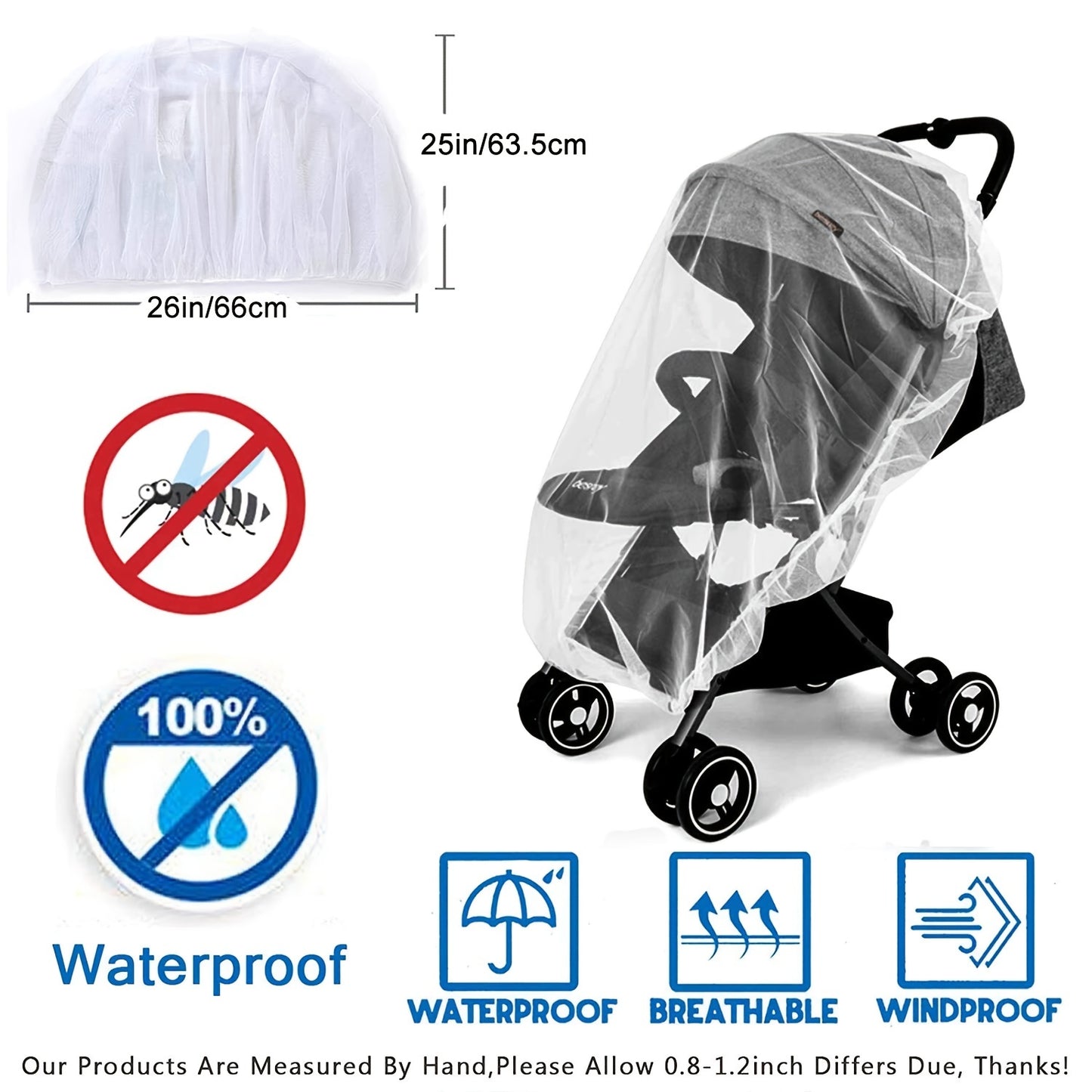 Portable Mosquito Net Suitable for Strollers, Bassinets & Cradles - Breathable Baby Bug Proof Net for Travel, Durable & Machine-Washable Mosquito Net for Stroller, Playard, Pack N Play, for stroller Mosquito Net (for stroller