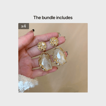 A pair of resin geometry earrings Fashion earrings Vintage irregular pendants temperament studs