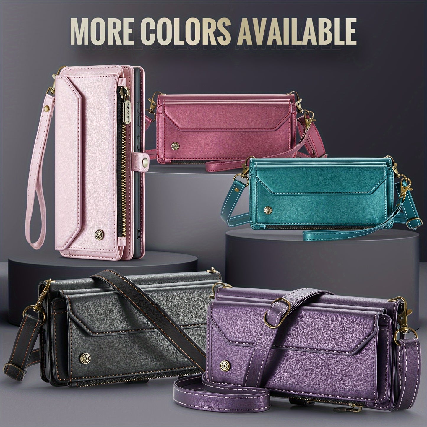 New Wallet Phone Case Wrist Shoulder Strap Lanyard Flip Magnetic Clasp Card Holder Kickstand Women Small Crossbody Handbag For Samsung Galaxy Note10+ 20 S24 S23 S22 S21 S20 S10 Plus Ultra FE Coin Purse A01 A04 A12 A13 A14 A22