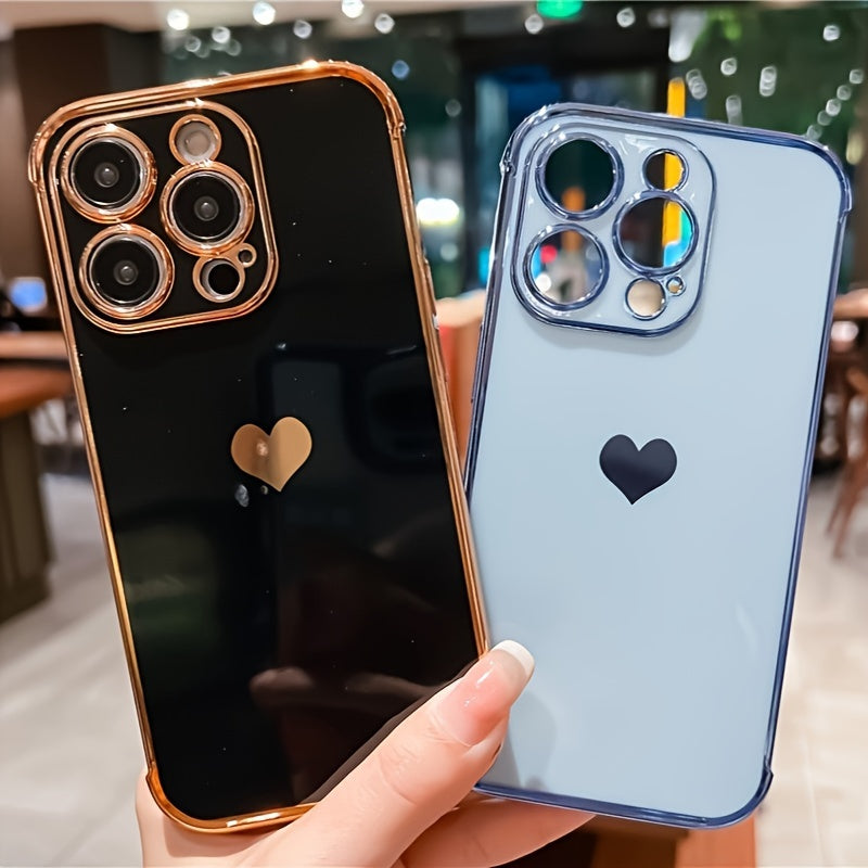 Shimmering Love Electroplated Phone Case - Premium Soft Shell with Four-corner Guard for IPhone 15/14 Pro Max/13/12/11/X/XS/XS Max/14plus/15plus/13mini/12mini
