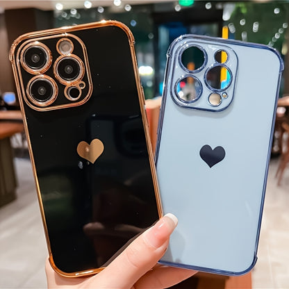 Shimmering Love Electroplated Phone Case - Premium Soft Shell with Four-corner Guard for IPhone 15/14 Pro Max/13/12/11/X/XS/XS Max/14plus/15plus/13mini/12mini