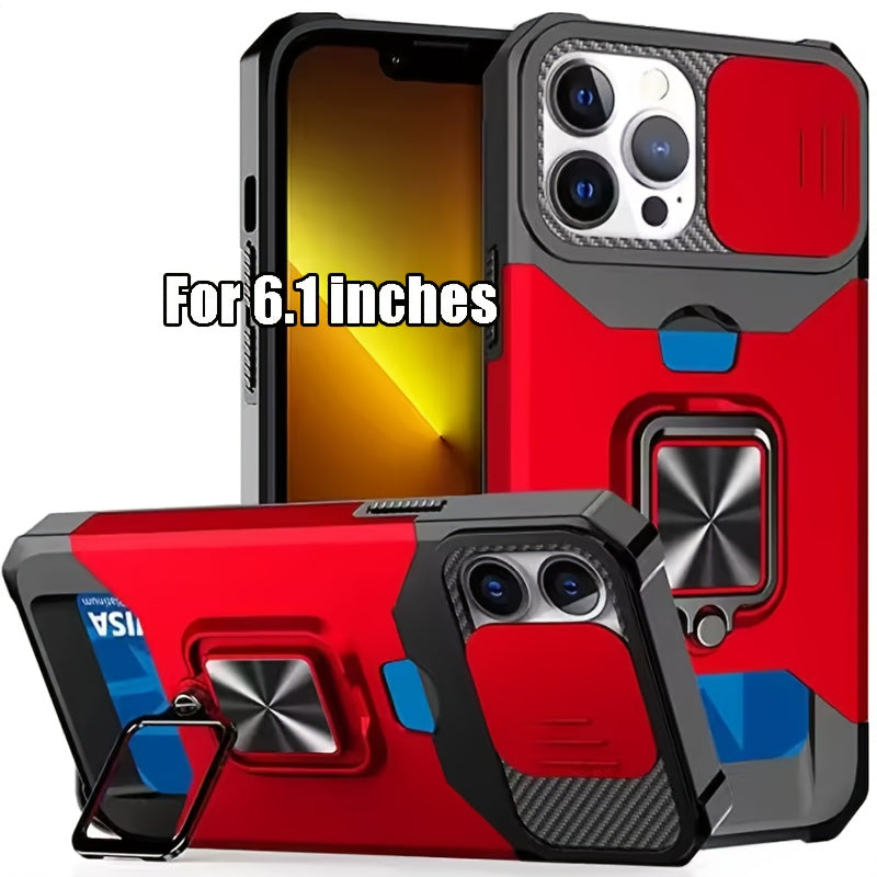 Heavy-Duty Shockproof Phone Case with a Metal Stand And Card Slot, Compatible with for iphone 17 Pro Max, 16 Pro Max, 15 Pro Max, And 14 Pro Max.