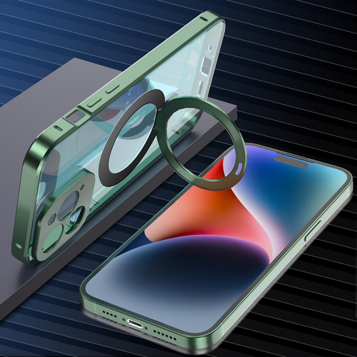 Full Body 360 Protector Cover Front+Back Phone Case For Iphone 12/12 Pro/12 Promax/13/13 Pro/13 ProMax/14/14 Plus/14Pro/14 ProMax/15 Pro/15/15 Plus/15 ProMax, With Lens Protection, Screen Protection And Stand, With Magnetic,