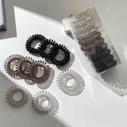 [No Crease Hair Ties] 9 Pcs No Crease Spiral Hair Ties | Coil Hair Ties, Phone Cord Hair Ties, Women Ponytail Holder Elastics