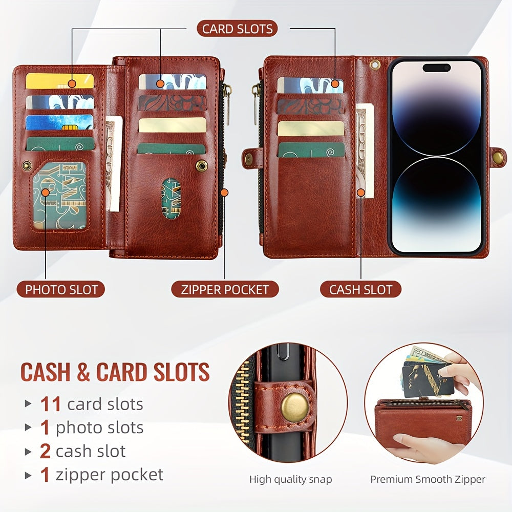 Wallet Zipper Magnetic Handbag Phone Case For IPhone 11 12 13 14 15 Pro Plus ProMax