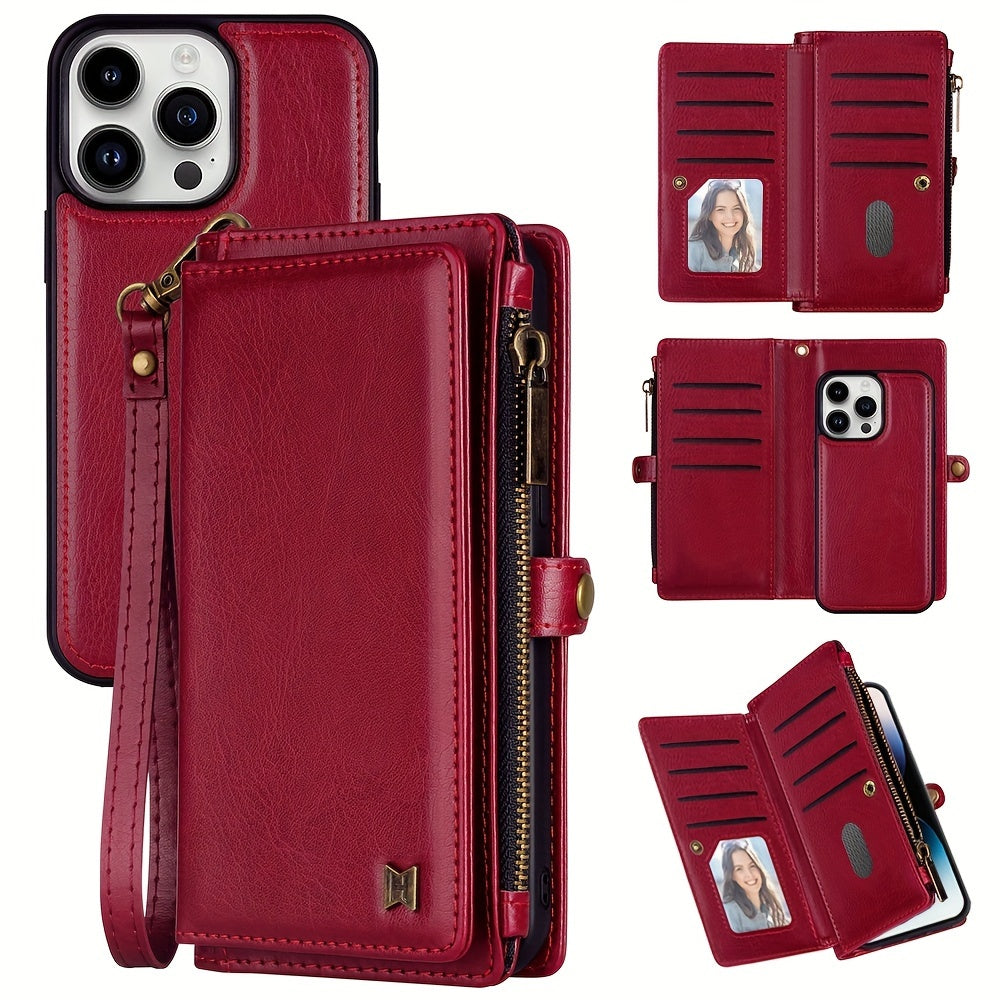 Wallet Zipper Magnetic Handbag Phone Case For IPhone 11 12 13 14 15 Pro Plus ProMax