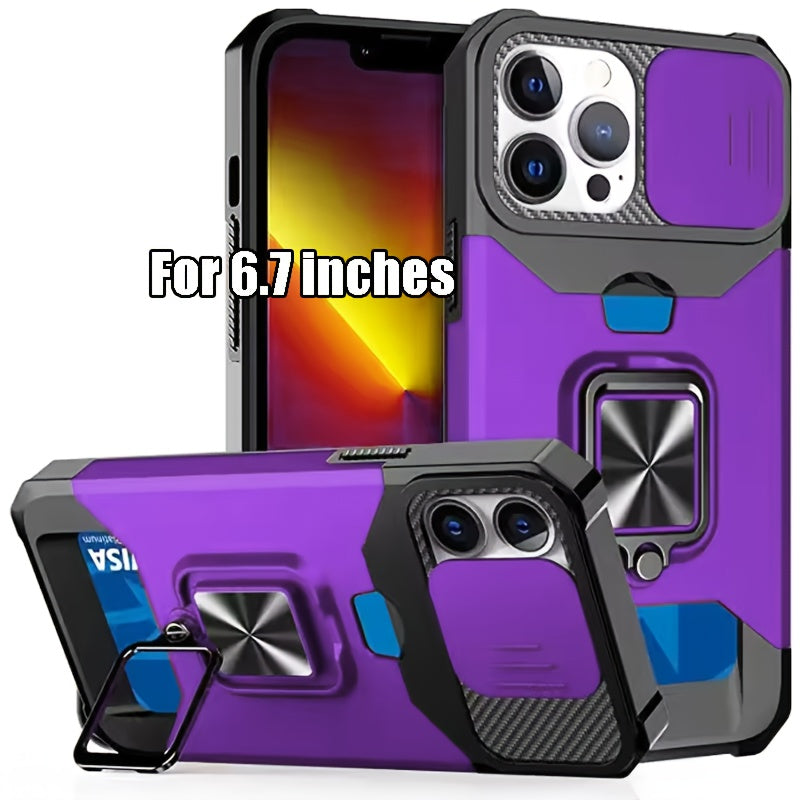 Heavy-Duty Shockproof Phone Case with a Metal Stand And Card Slot, Compatible with for iphone 17 Pro Max, 16 Pro Max, 15 Pro Max, And 14 Pro Max.