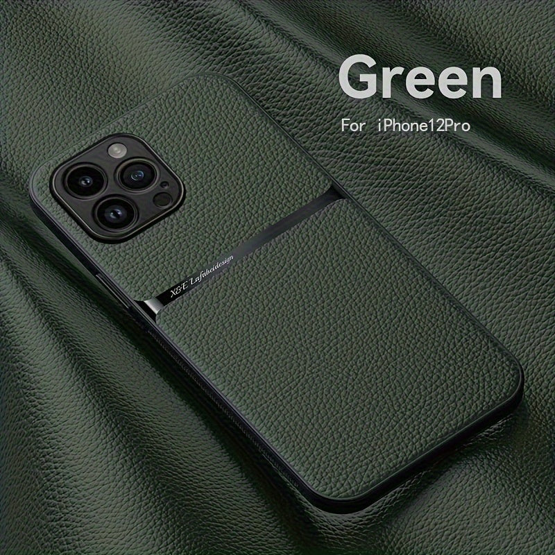 Litchi Pattern PU Leather Phone Case For Iphone15promax With Built-in Magnetic Suction 14 Promax Luxury Style 11 PU Leather 13 Promax Full Package Fall Protection Case