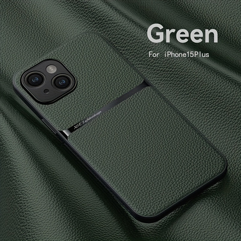 Litchi Pattern PU Leather Phone Case For Iphone15promax With Built-in Magnetic Suction 14 Promax Luxury Style 11 PU Leather 13 Promax Full Package Fall Protection Case