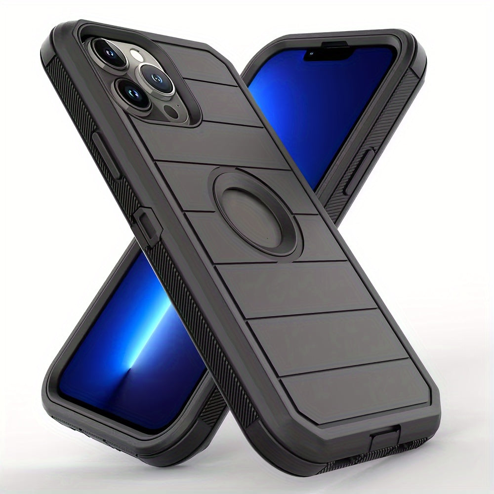 Heavy Duty Anti-Fall iPhone 12 13 14 15 Back Clip Mobile Phone Case for iPhone15promax iPhone14promax Three-in-One Holder