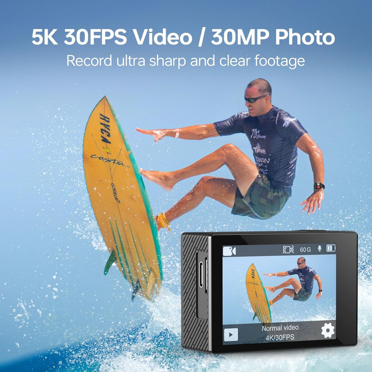 Speed 10 Action Camera 5K 30FPS Waterproof Camera Underwater 131 FT with EIS, Remote Control Sports Camera 5X Zoom with 64GB SD Card and 2 Battery