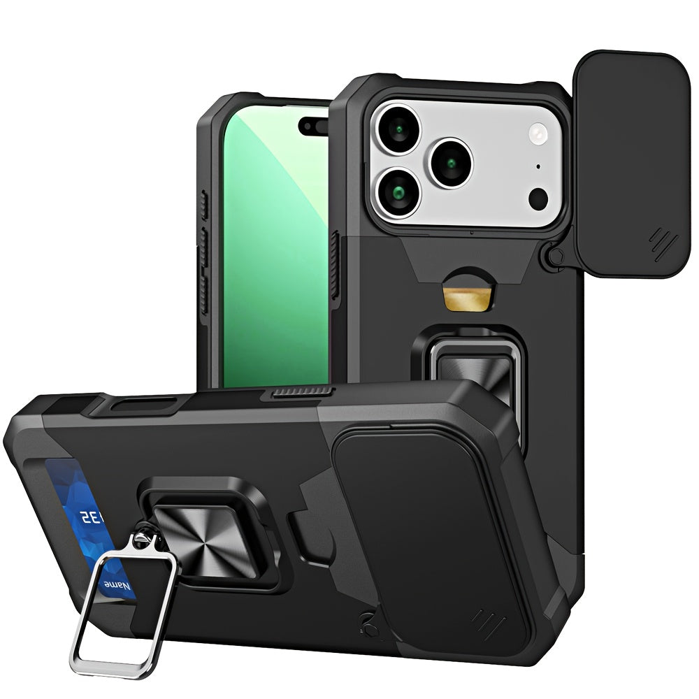 Heavy-Duty Shockproof Phone Case with a Metal Stand And Card Slot, Compatible with for iphone 17 Pro Max, 16 Pro Max, 15 Pro Max, And 14 Pro Max.