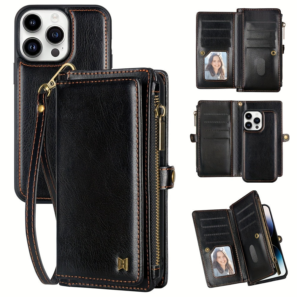 Wallet Zipper Magnetic Handbag Phone Case For IPhone 11 12 13 14 15 Pro Plus ProMax