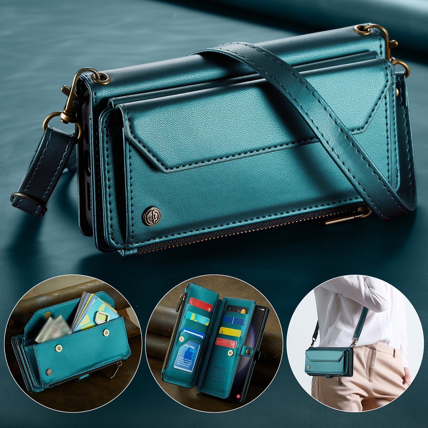 New Wallet Phone Case Wrist Shoulder Strap Lanyard Flip Magnetic Clasp Card Holder Kickstand Women Small Crossbody Handbag For Samsung Galaxy Note10+ 20 S24 S23 S22 S21 S20 S10 Plus Ultra FE Coin Purse A01 A04 A12 A13 A14 A22