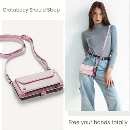 New Wallet Phone Case Wrist Shoulder Strap Lanyard Flip Magnetic Clasp Card Holder Kickstand Women Small Crossbody Handbag For Samsung Galaxy Note10+ 20 S24 S23 S22 S21 S20 S10 Plus Ultra FE Coin Purse A01 A04 A12 A13 A14 A22