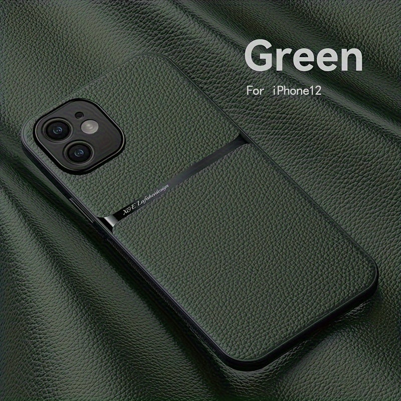 Litchi Pattern PU Leather Phone Case For Iphone15promax With Built-in Magnetic Suction 14 Promax Luxury Style 11 PU Leather 13 Promax Full Package Fall Protection Case