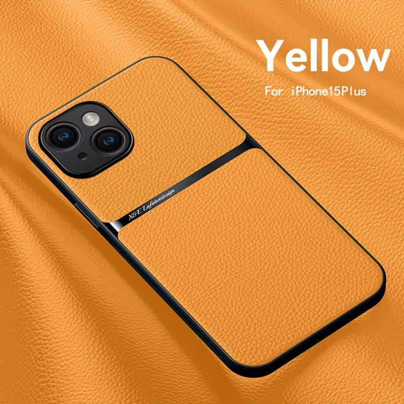 Litchi Pattern PU Leather Phone Case For Iphone15promax With Built-in Magnetic Suction 14 Promax Luxury Style 11 PU Leather 13 Promax Full Package Fall Protection Case