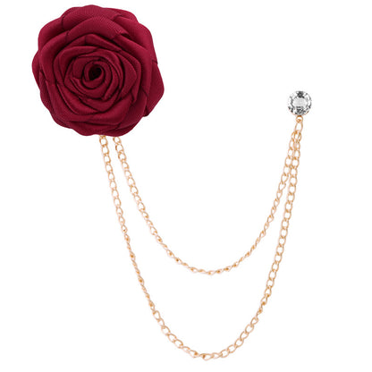 Men's Wedding Ceremony Groom Brooch - Handmade Rose Chain Brooch - For Grooms - Perfect for Wedding Occasions - Ideal Gift for Weddings & Anniversaries