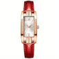 Rhinestone Decor Quartz Watch Elegant Rectangle Pointer Analog Wristwatch With PU Leather Strap