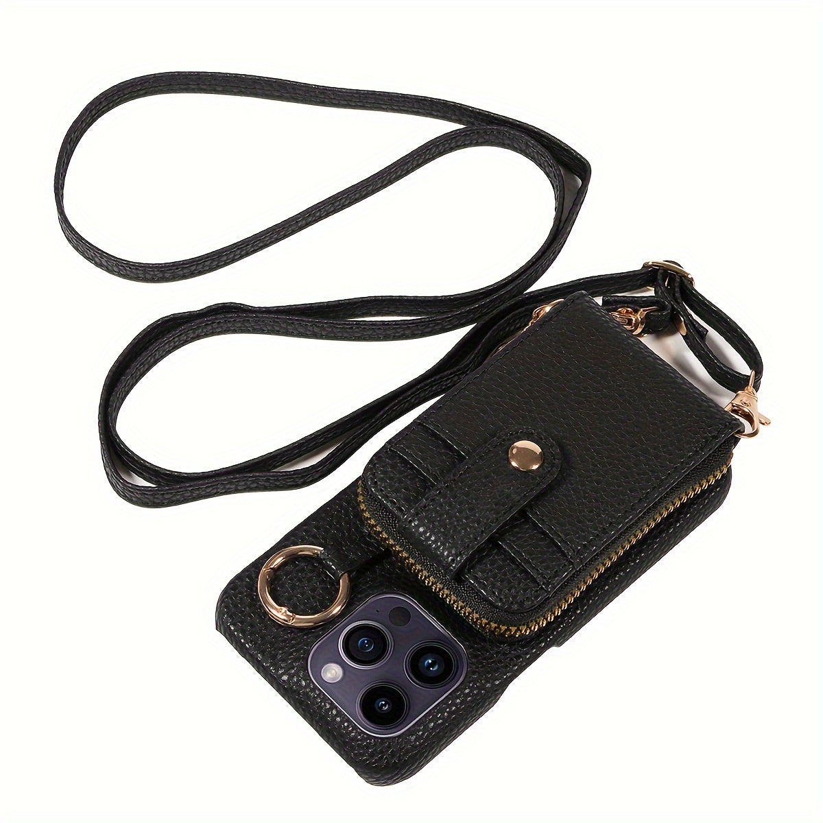 Phone Case Cover Anti-Fall Card Holder Crossbody Bag, For IPhone 15/15Plus/15Pro/15ProMax, IPhone 14/14Plus/14Pro/14ProMax, With Hook, With Long Lanyard Multifunctional Zipper Card Storage Leather Phone Case Cover