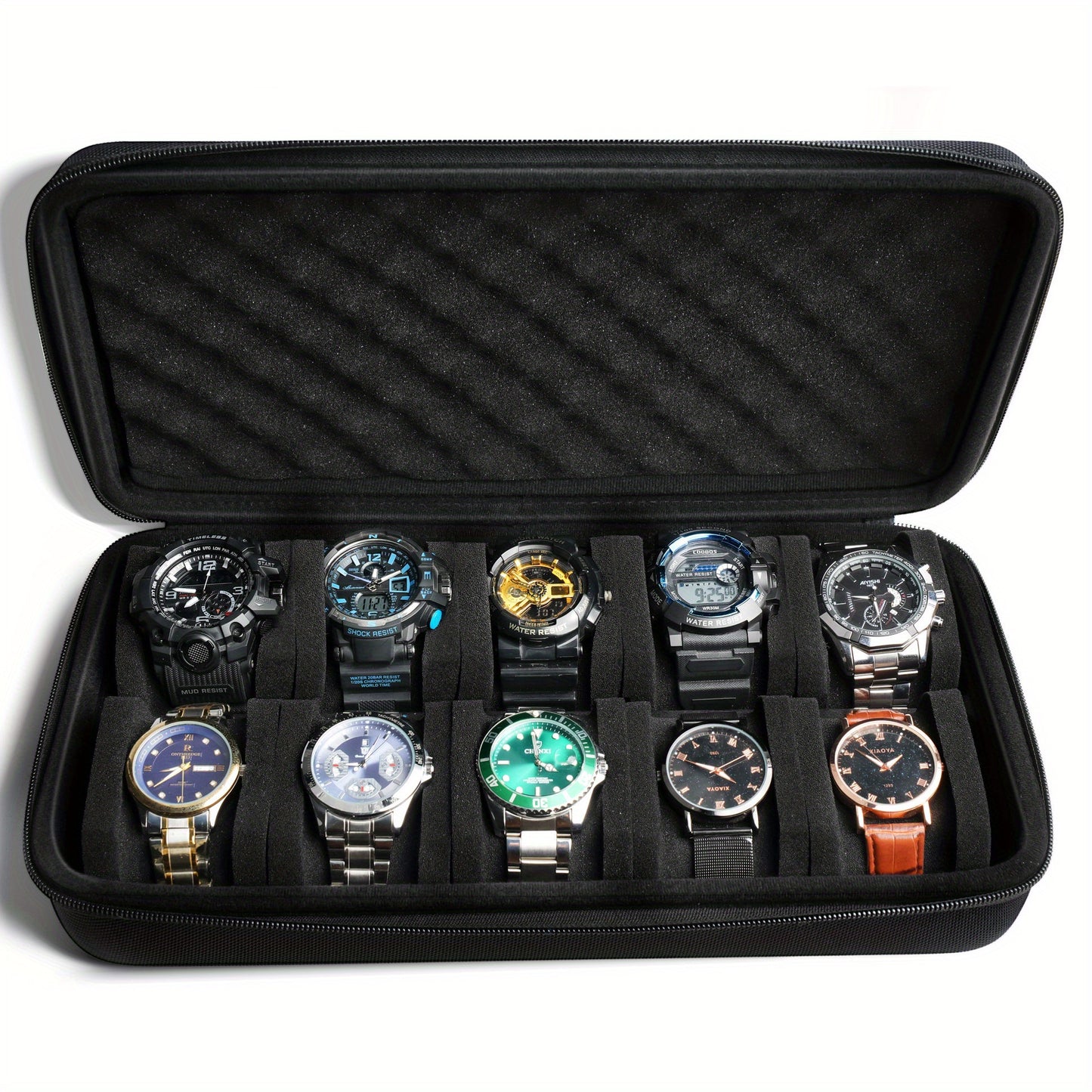 10 Slots Hard Shell Watch Storage Box, Carry Case, Display Organizer, Watch Box Holder Display Cabinet, Ideal for Gifts