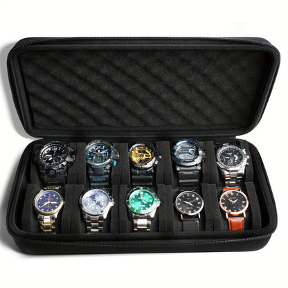 10 Slots Hard Shell Watch Storage Box, Carry Case, Display Organizer, Watch Box Holder Display Cabinet, Ideal for Gifts