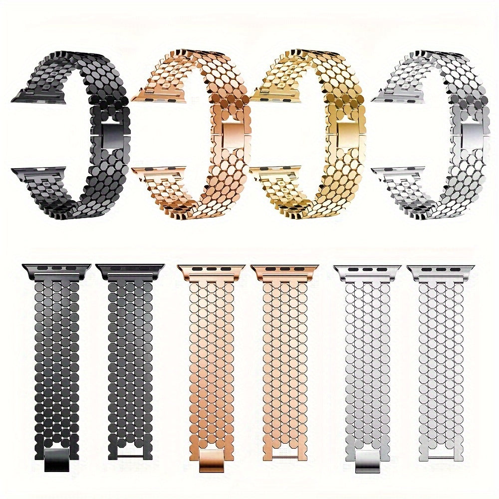 Fashionable Stainless Steel Apple Watch Strap | Series 3 to Ultra | Secure Jewelry Clasp | Perfect Gift Choice