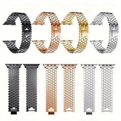 Fashionable Stainless Steel Apple Watch Strap | Series 3 to Ultra | Secure Jewelry Clasp | Perfect Gift Choice