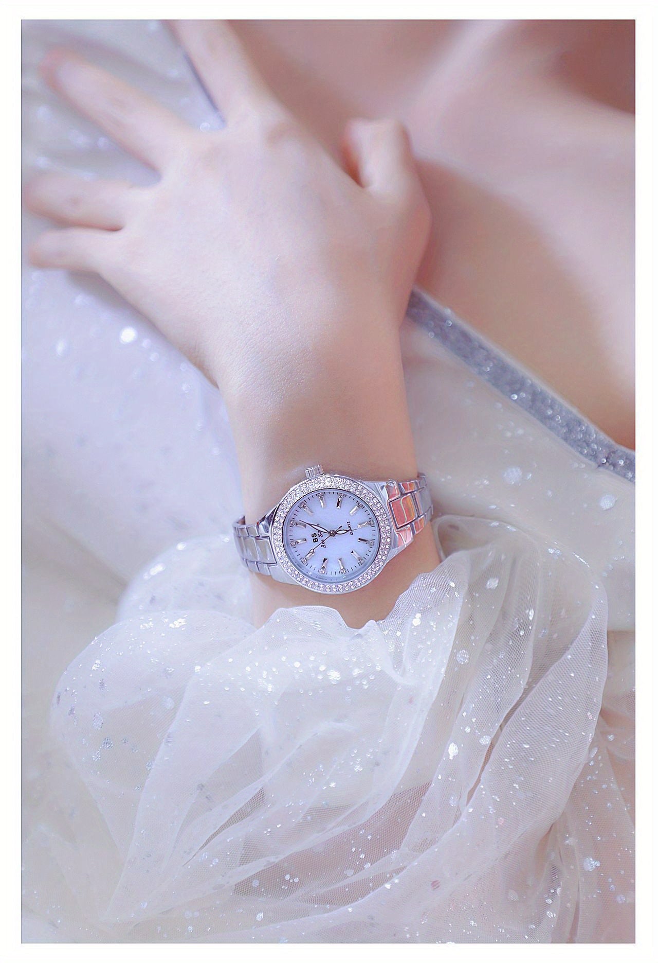 Rhinestone Decor Quartz Watch Casual Analog Party Dress Watch, Gift For Mother's Day Valentine's Day