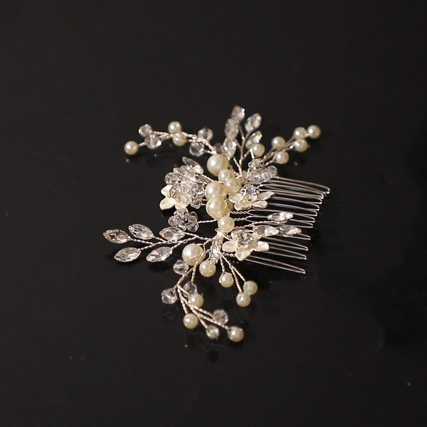 Crystal Bridal Hair Comb, Faux Pearl Wedding Hair Comb, Bridal Comb, Hair Pin For Wedding, Bridal Hair Piece, Hair Accessory