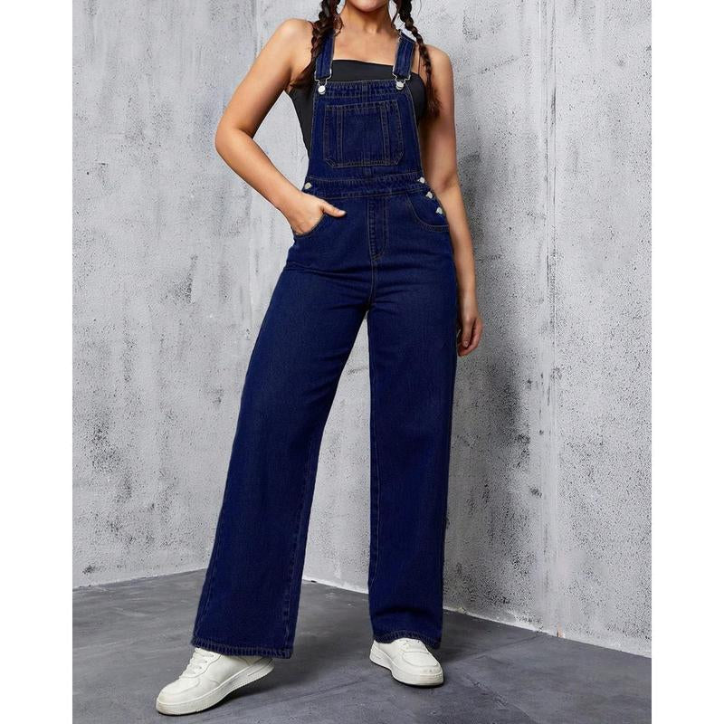 Flvsun- Women'S Denim Overalls, Casual Adjustable Strap Denim Overalls for Daily Wear, Ladies Clothes for All Seasons Overall Romper