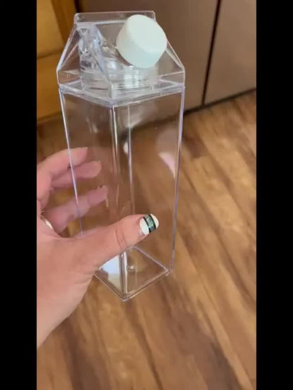 16.91oz/33.81oz Square Milk Cups/Creative Transparent Plastic Water Bottle/Travel Big Water Bottles
