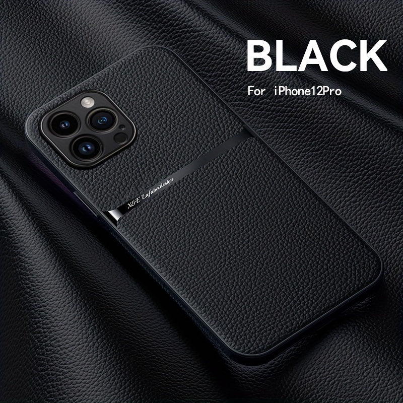 Litchi Pattern PU Leather Phone Case For Iphone15promax With Built-in Magnetic Suction 14 Promax Luxury Style 11 PU Leather 13 Promax Full Package Fall Protection Case